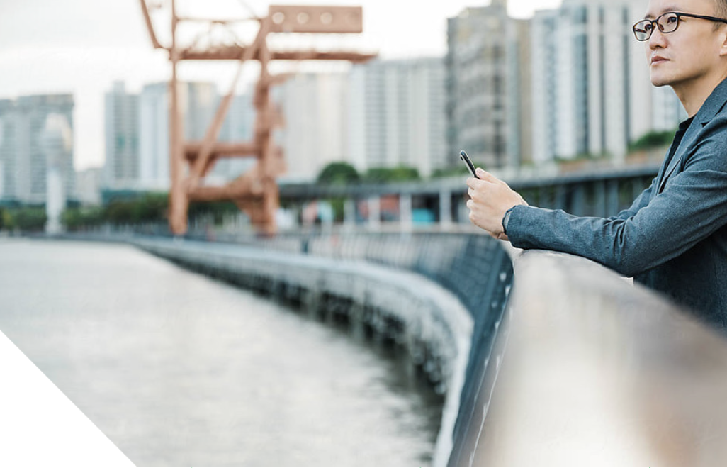 Person looking over a harbour