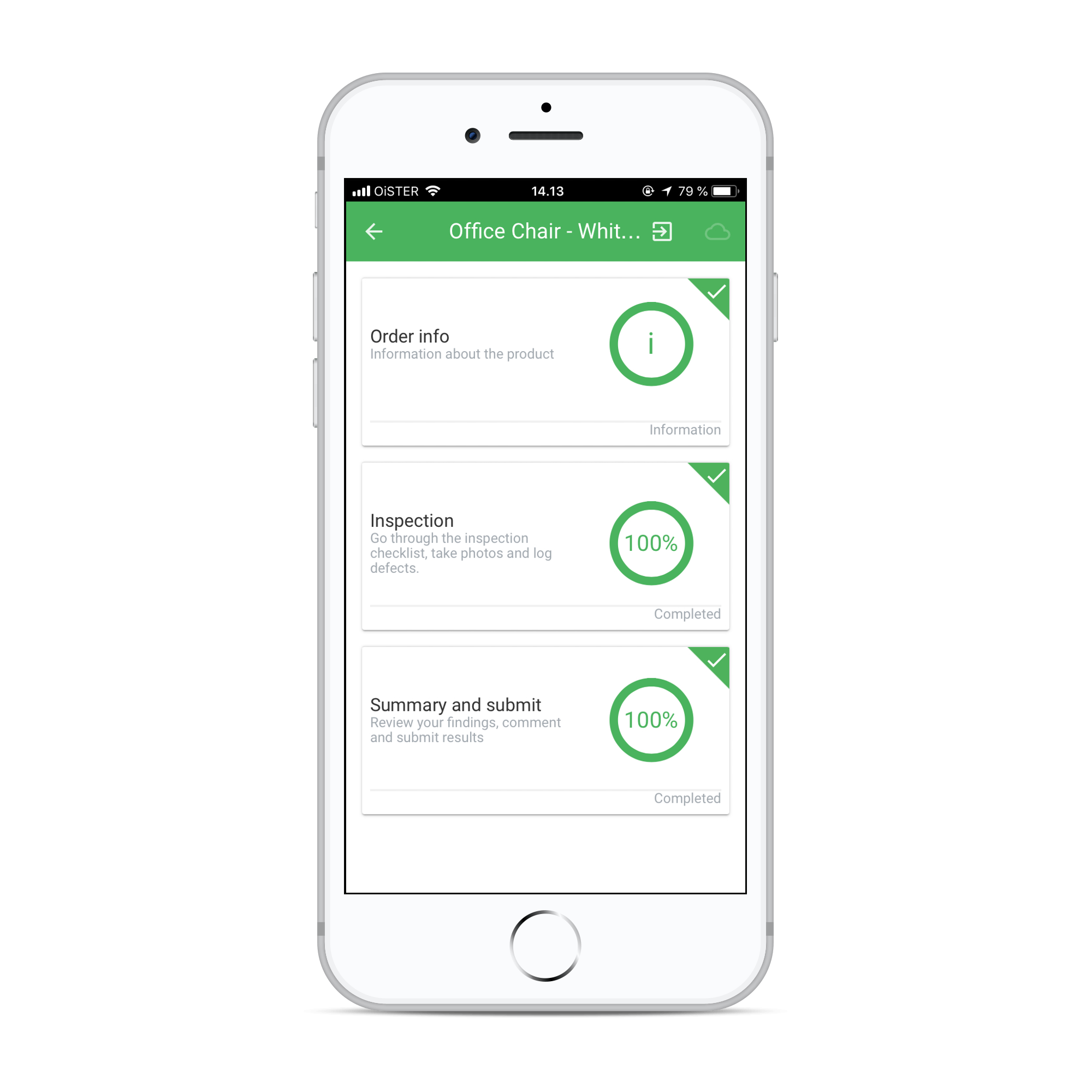 Qarma inspection app on a phone